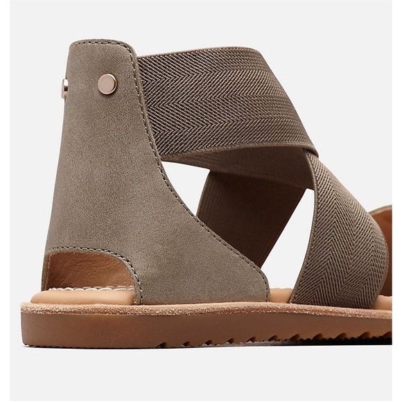 Sorel - Women's Ella Sandal, Leather Sandal with Stretch Straps, Sage green 8.5 - Picture 3 of 10